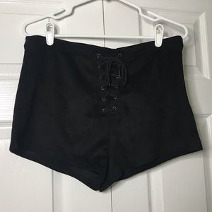 Forever 21 Black Velvet Tie Up Shorts